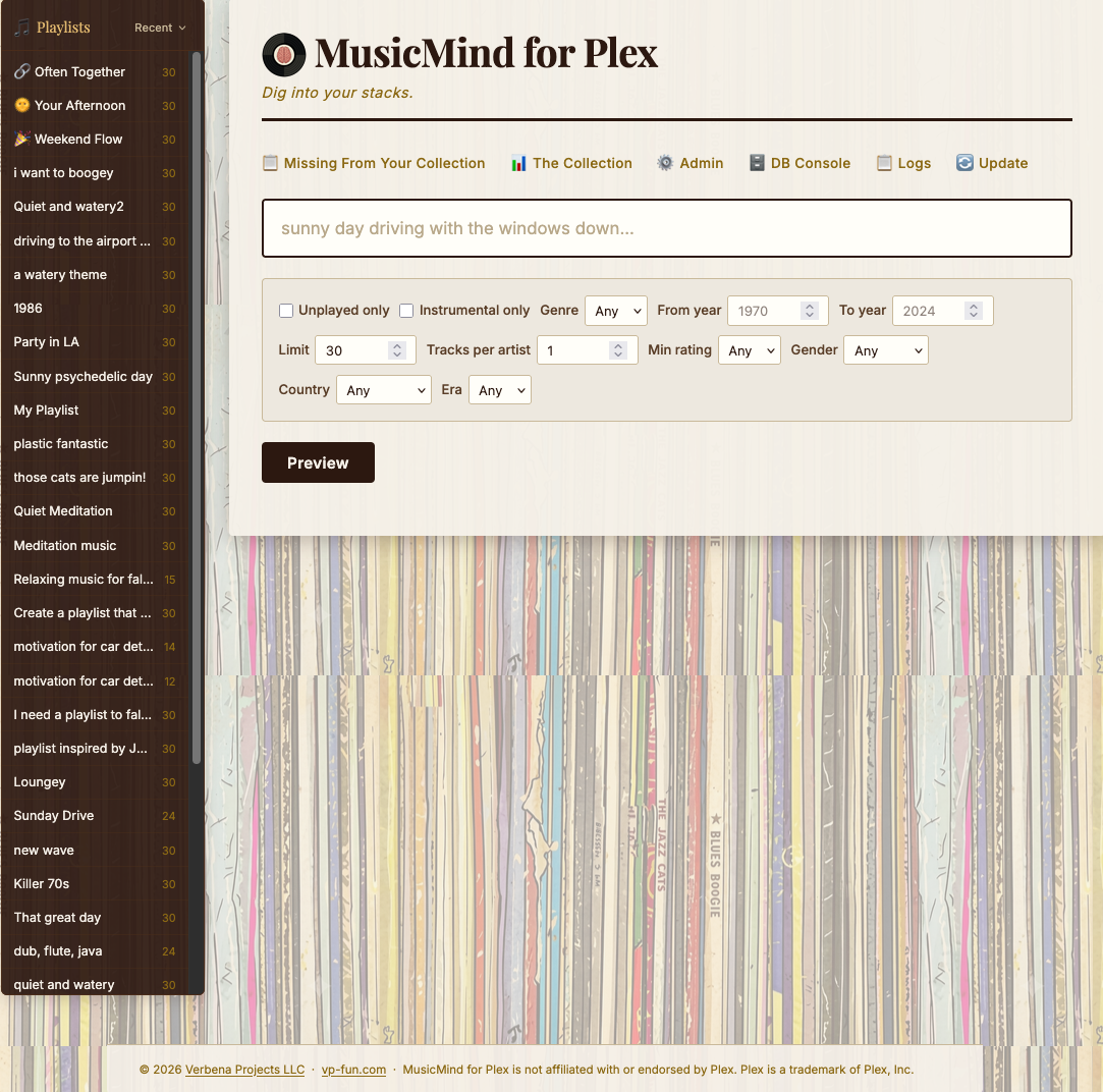 MusicMind for Plex playlist generator